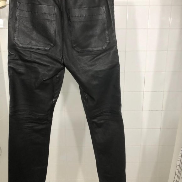 WOMANS LIMITED EDITION BALMAIN X H&M  BLACK CHIC LEATHER BIKER JOGGERS SIZE XS - Picture 3 of 16